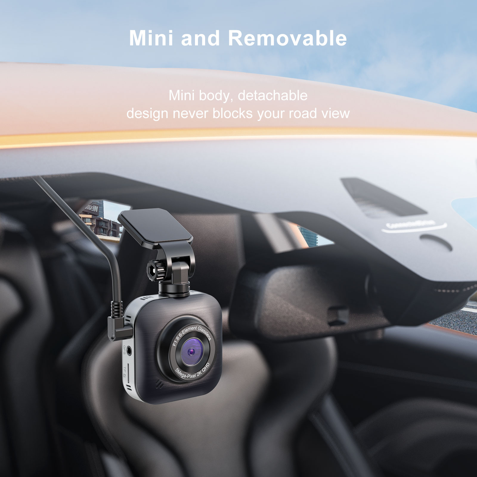 2560x1440P HD 150° Wide Angle Car Dash Camera Loop Recording Spedal 2K Mini Dash Cam F1.6 Aperture Record Ultra Clear Night Vision G-Sensor with 32GB Micro SD Card Motion Detection 