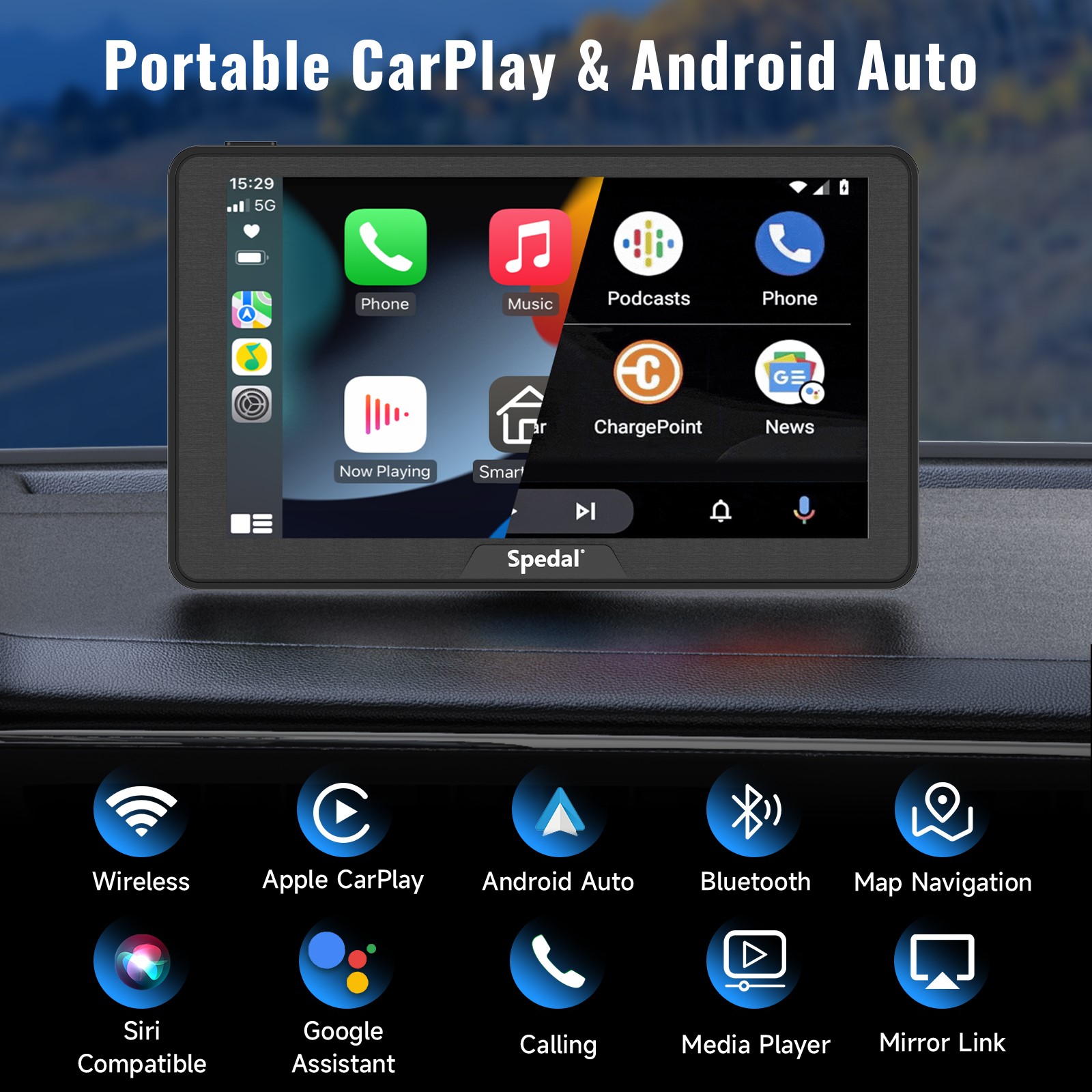 CL787 - 7 Inch Car Stereo Wireless Apple CarPlay Android Auto