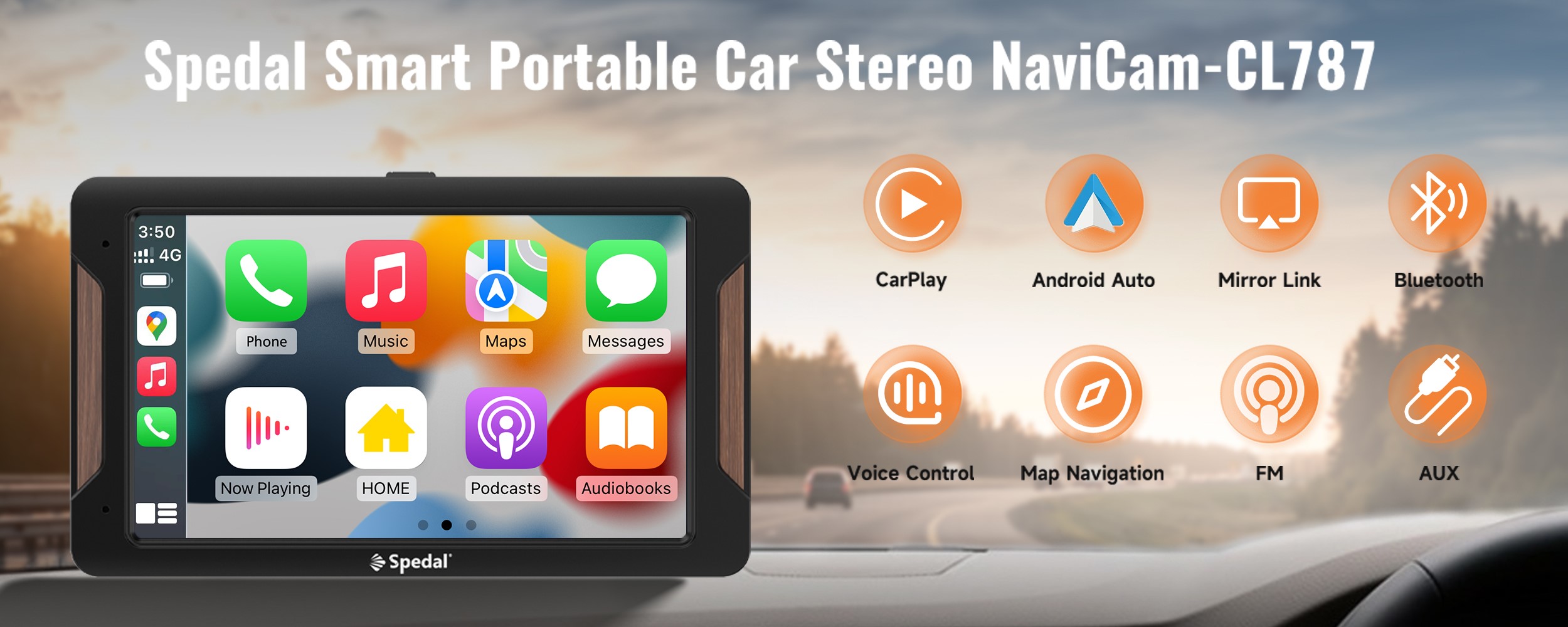 CL787 - 7 Inch Car Stereo Wireless Apple CarPlay Android Auto