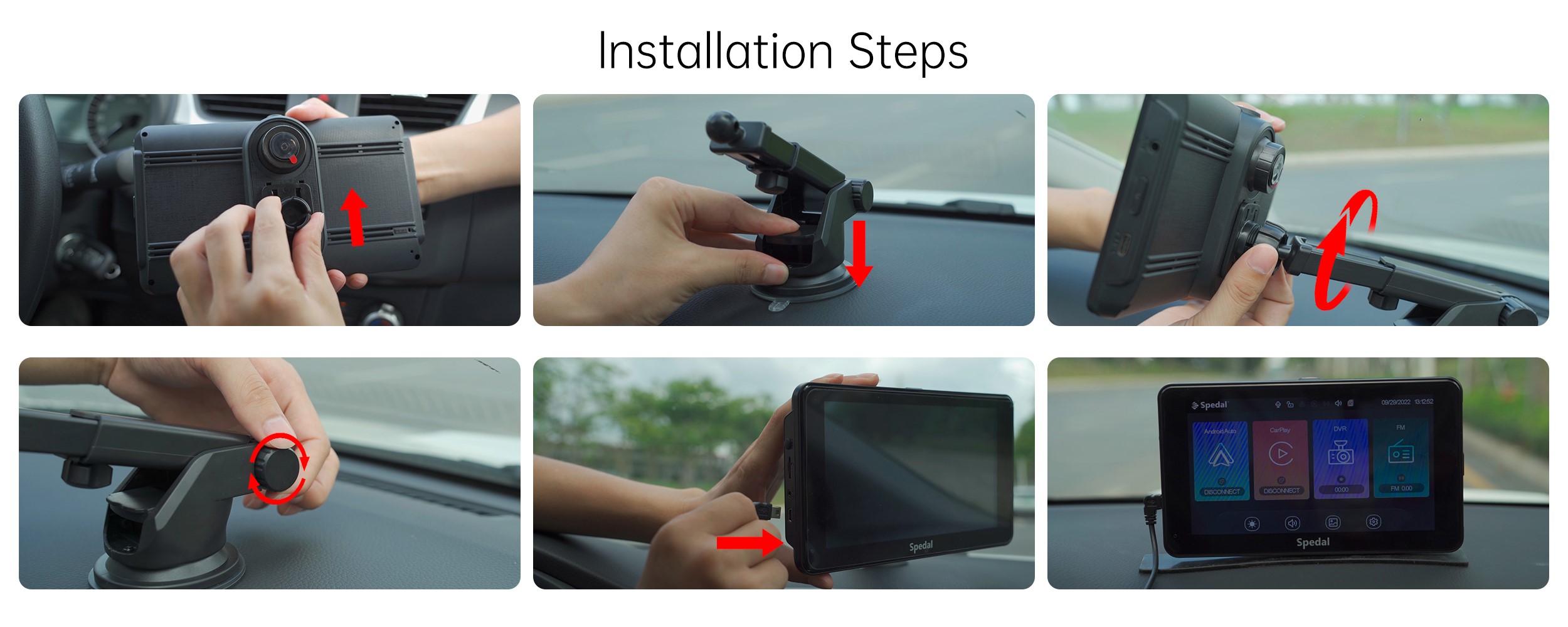 Spedal Apple Carplay inalámbrico y Android Auto con cámara frontal de Dash  Cam 2K, estéreo portátil para automóvil con pantalla de reproducción de